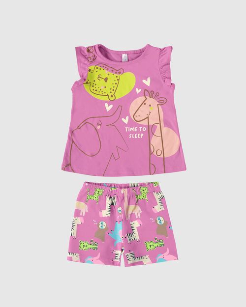Pijama Infantil Menina Blusa Manga Babado Em Algodão Malwee Kids