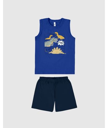 Pijama Infantil Menino Regata T-Rex Em Algodão Malwee Kids
