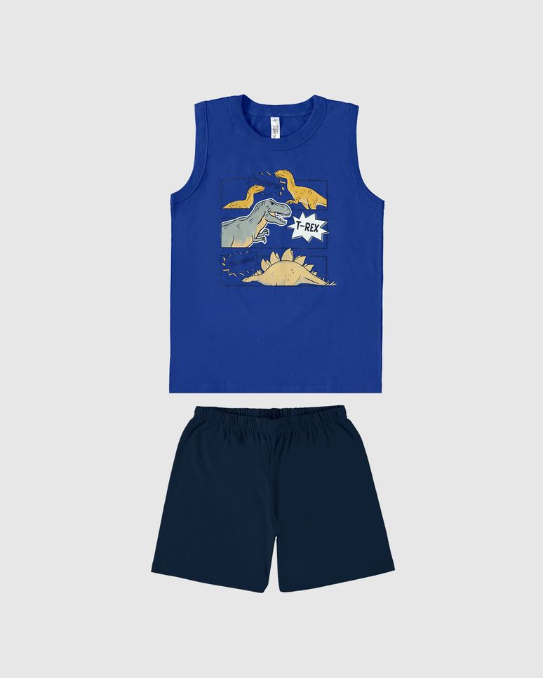 Pijama Infantil Menino Regata T-Rex Em Algodão Malwee Kids
