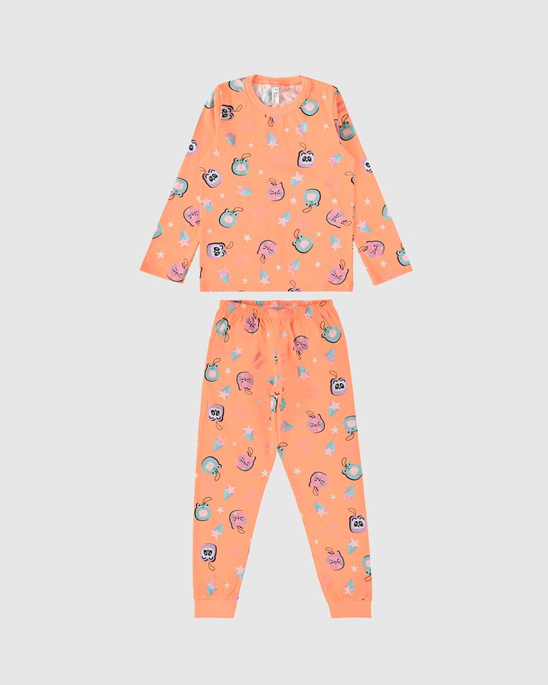 Pijama Infantil Menina Manga Longa Game Over Em Algodão Malwee Kids