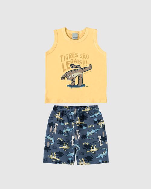 Conjunto Infantil Menino Regata Tigres São Legais! Em Algodão Malwee Kids