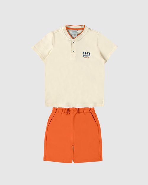 Conjunto Infantil Menino Stay Good Em Piquet Stretch Malwee Kids