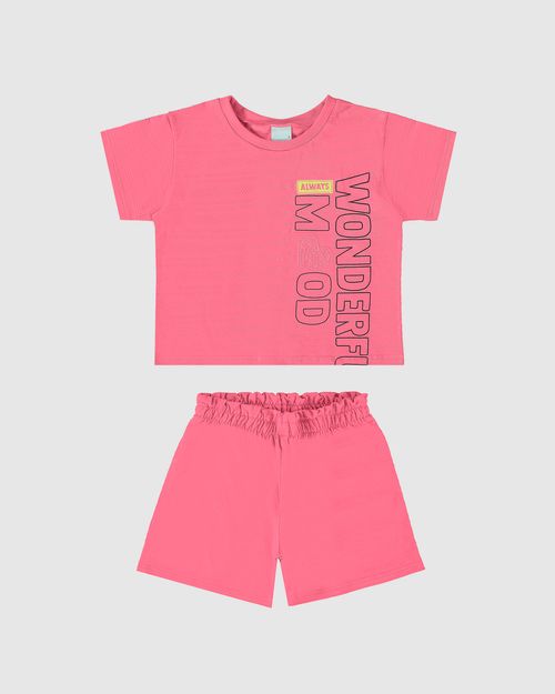 Conjunto Infantil Menina Wonderful Mood Em Algodão Texturizado Malwee Kids