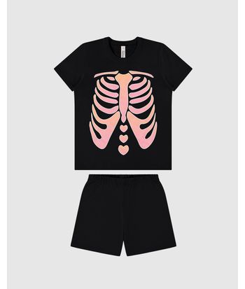 Pijama Infantil Unissex Esqueleto Halloween Em Algodão Malwee Kids