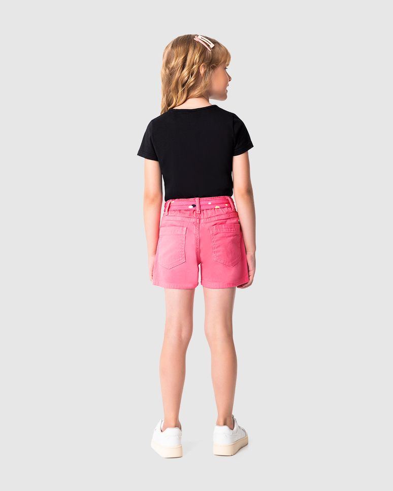 Shorts Infantil Menina Com Faixa Estampada Em Sarja Malwee Kids