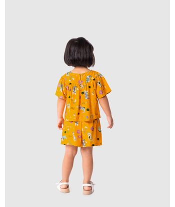 Conjunto Infantil Menina Estampa Meu Jardim Em Viscose Malwee Kids