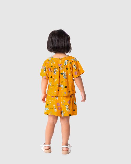 Conjunto Infantil Menina Estampa Meu Jardim Em Viscose Malwee Kids
