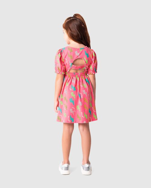Vestido Infantil Rodado Com Abertura Costas Em Algodão Malwee Kids
