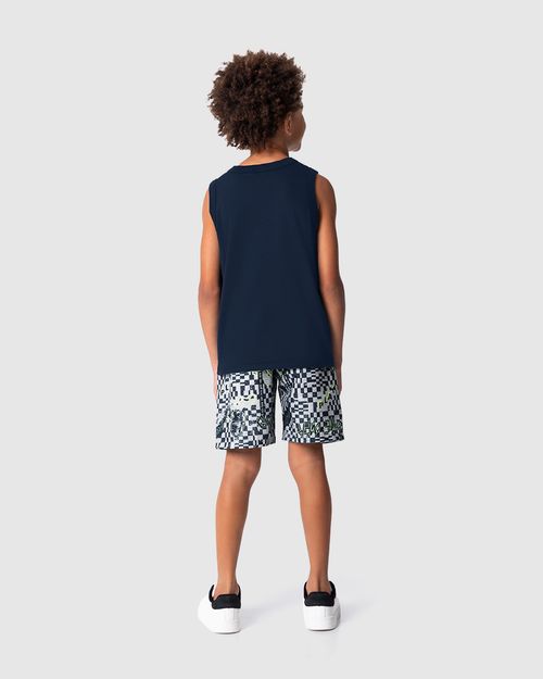 Conjunto Infantil Menino Bermuda Estampada Em Microfibra Malwee Kids