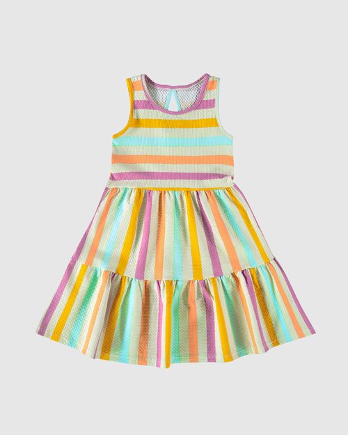 Vestido Infantil Listrado Em Algodão Texturizado Malwee Kids