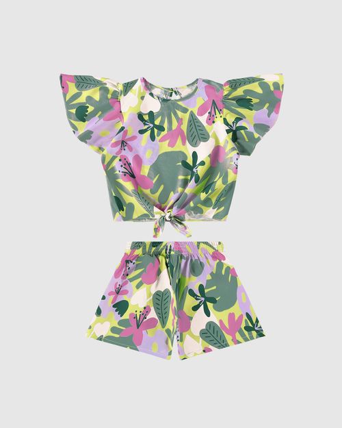 Conjunto Infantil Menina Blusa Com Amarração Em Viscose Malwee Kids