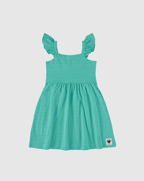 Vestido Infantil Alça Com Babado Em Malha Texturizada Malwee Kids