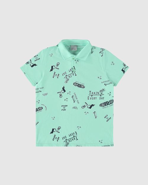 Camisa Polo Infantil Menino Estampada Em Algodão Malwee Kids
