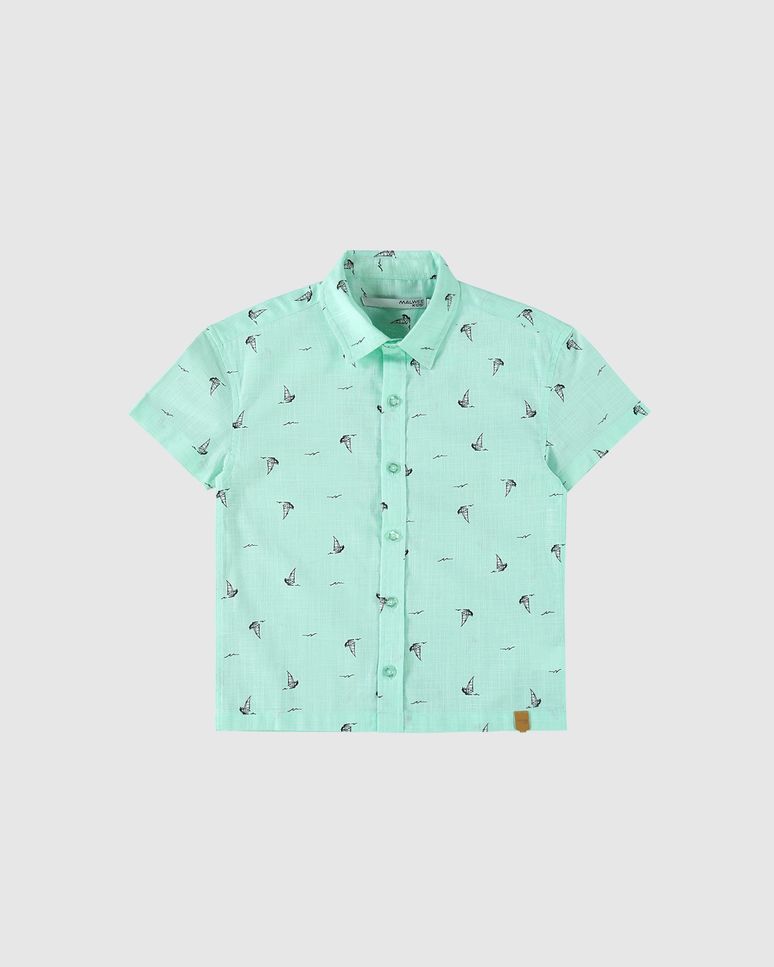 Camisa Infantil Menino Manga Curta Em Algodão Texturizado Malwee Kids