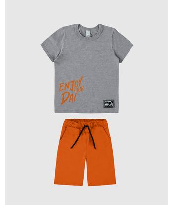 Conjunto Infantil Menino Enjoy Your Day Em Algodão Malwee Kids