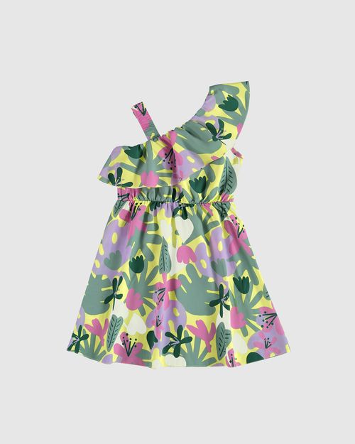 Vestido Infantil Com Decote Assimétrico Em Viscose Malwee Kids