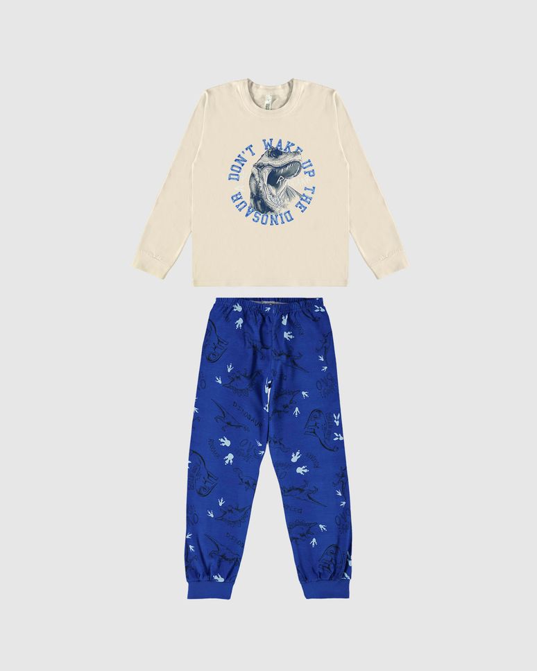 Pijama Infantil Menino Manga Longa Dinossauros Em Algodão Malwee Kids