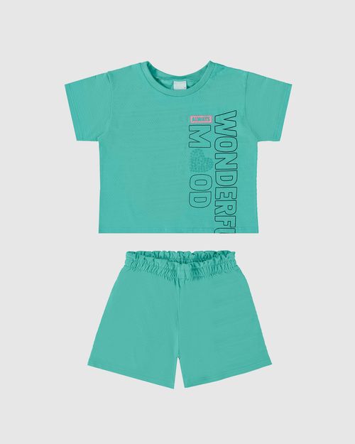 Conjunto Infantil Menina Wonderful Mood Em Algodão Texturizado Malwee Kids