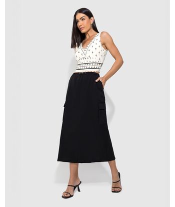 Regata Cropped Feminina Estampada Decote V Em Viscose - ENFIM