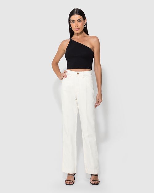 Calça Feminina Reta 90's Nervura Frontal Em Sarja 100% Algodão - ENFIM