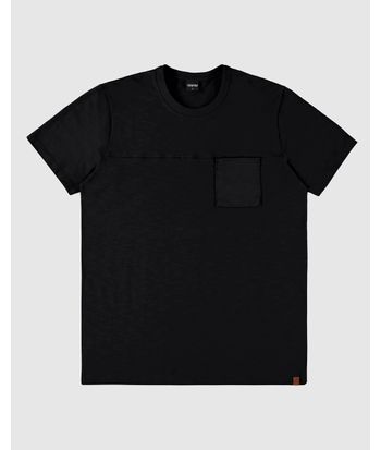 Camiseta Masculina Regular Bolso Peitoral Em Malha Flamê - ENFIM