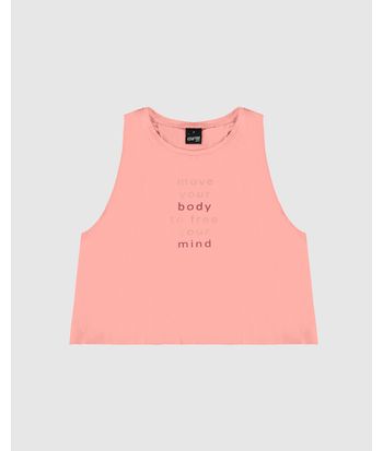 Regata Cropped Feminina Estampa Lettering Em Viscose Stretch - ENFIM