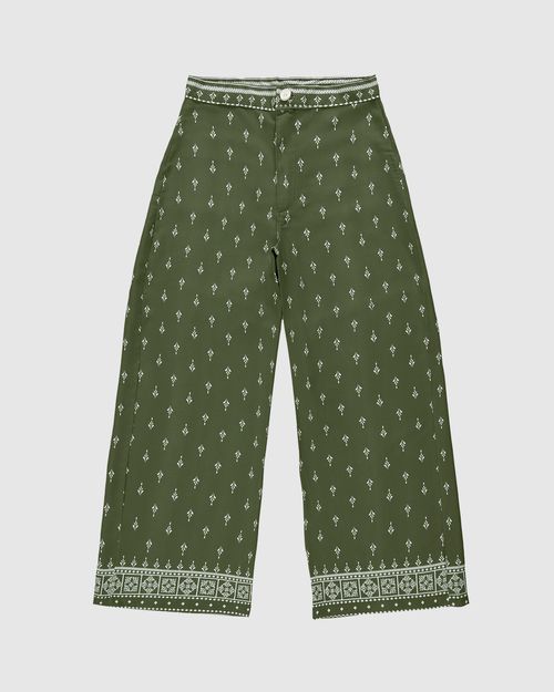 Calça Wide Leg Feminina Estampada Em Viscose - ENFIM