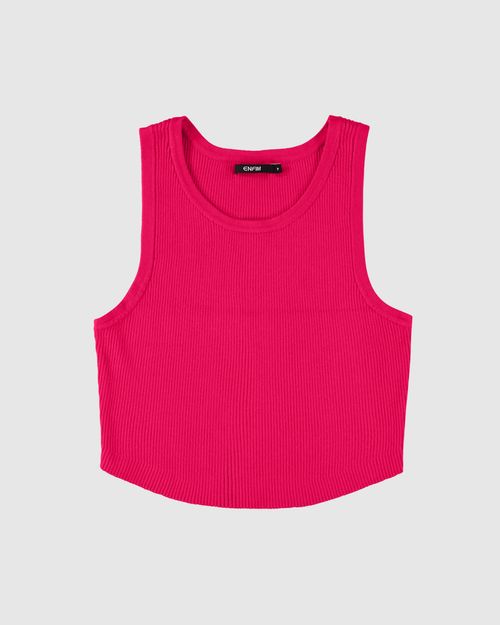 Regata Cropped Feminina Barra Arredondada Em Tricô - ENFIM