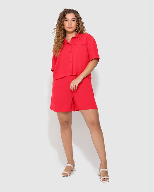 Camisa Box Feminina Manga Curta Em Viscolinho Texturizado - ENFIM