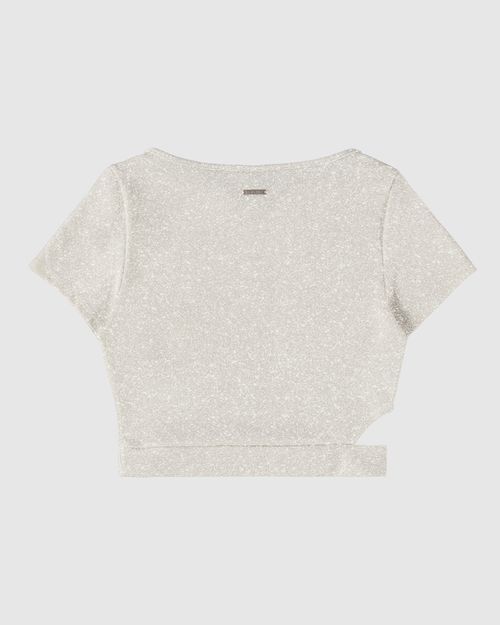 Blusa Cropped Feminina Cut Out Em Malha Lurex - ENFIM