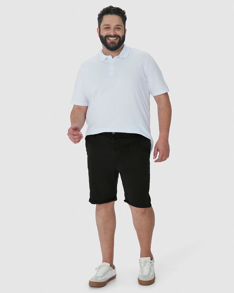 Bermuda Masculina Plus Size Slim Em Sarja Com Elastano