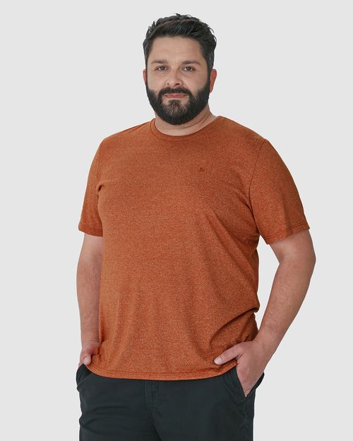 Camiseta Básica Masculina Plus Size Decote Redondo Em Malha Rajada
