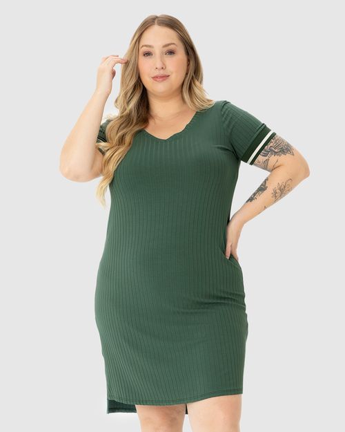 Vestido Feminino Plus Size Mullet Em Canelado De Viscose