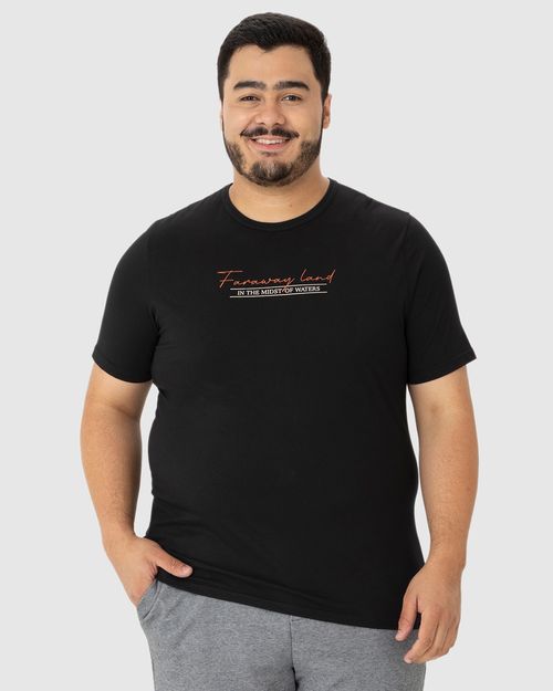 Camiseta Masculina Plus Size Faraway Land Em Algodão