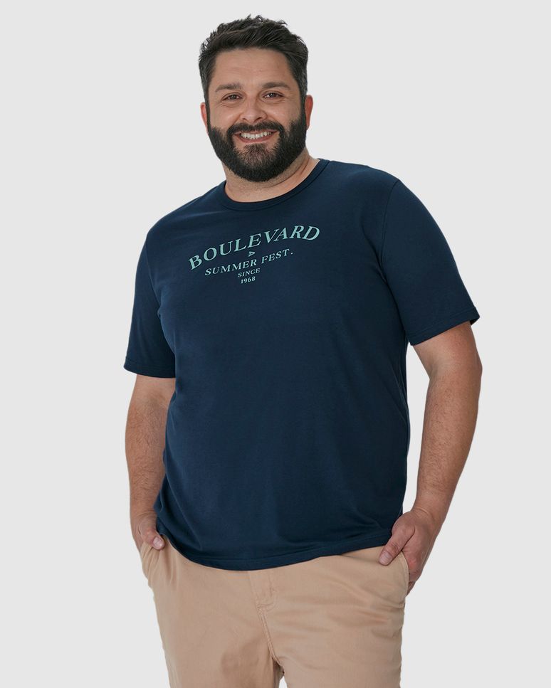 Camiseta Masculina Plus Size Regular Boulevard Em Algodão