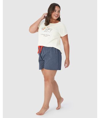 Pijama Feminino Plus Size Let Your Dreams Set Sail Em Algodão