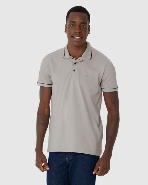Camisa Polo Básica Masculina Bordada Em Piquet Stretch