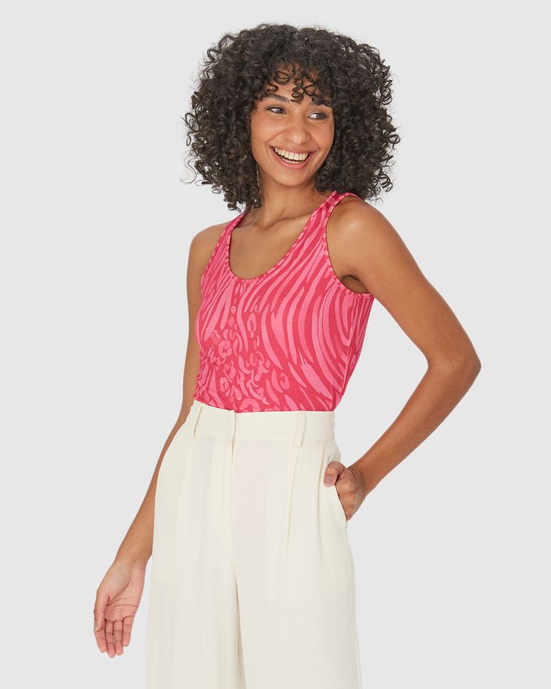 Regata Feminina Estampa Animal Print Em Viscose Stretch