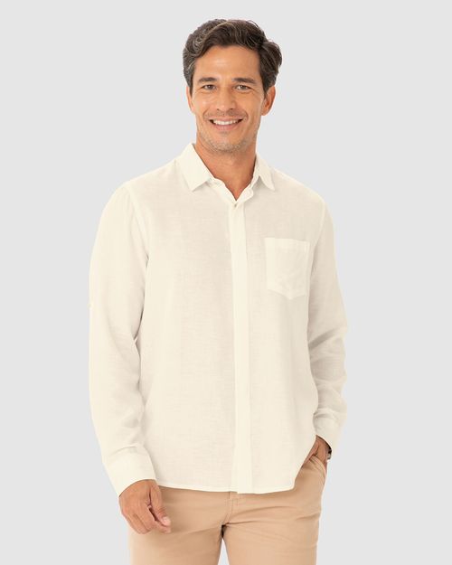 Camisa Masculina Regular Manga Longa Em Viscolinho