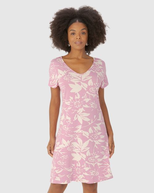 Vestido Feminino Evasê Estampa Floral Em Viscose Stretch