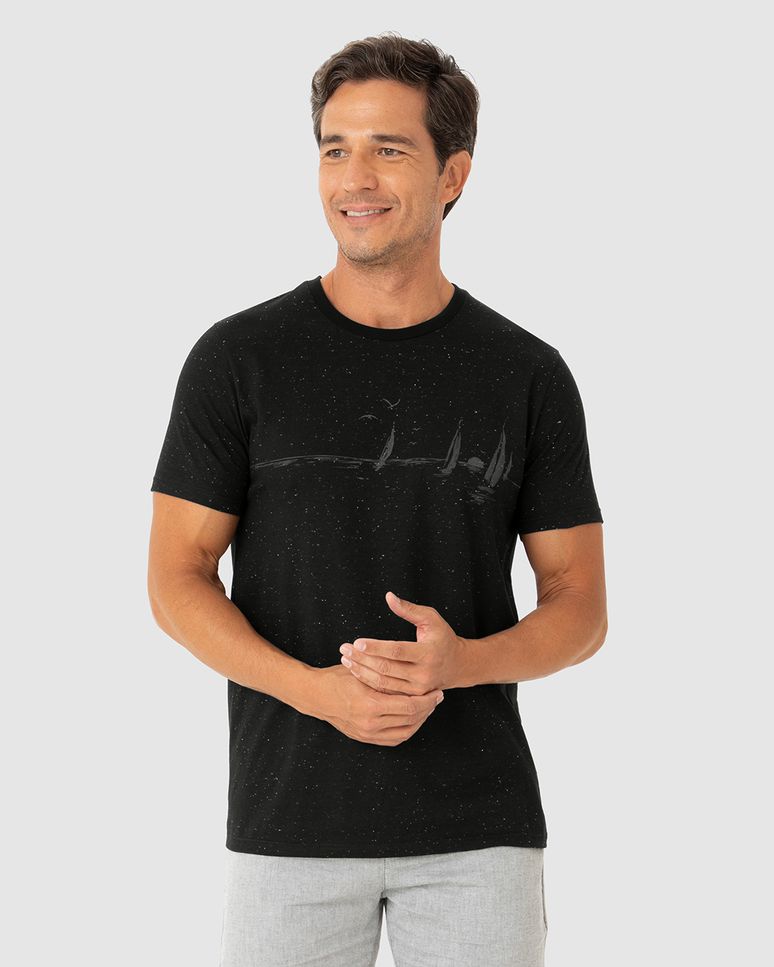 Camiseta Masculina Regular Estampa Ilustrativa Em Malha Botonê