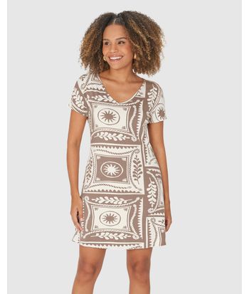 Vestido Feminino Evasê Estampa Abstrata Em Viscose Stretch