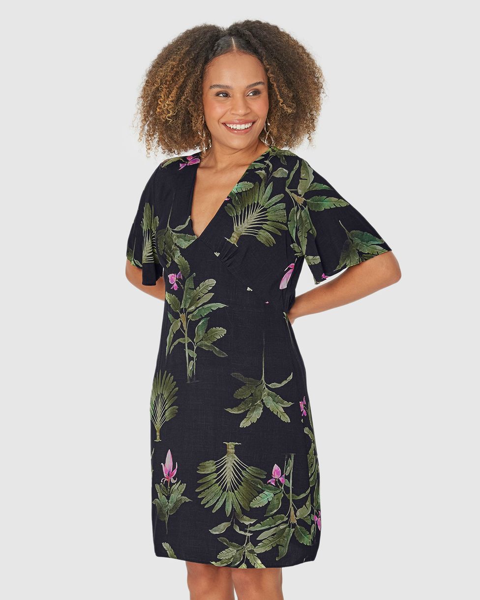Top Tanquíni Hilor Feminino - Controle Barriga Decote V Babados