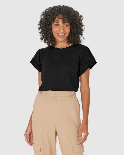 Blusa Feminina Manga Balonê Em Tricoline Stretch