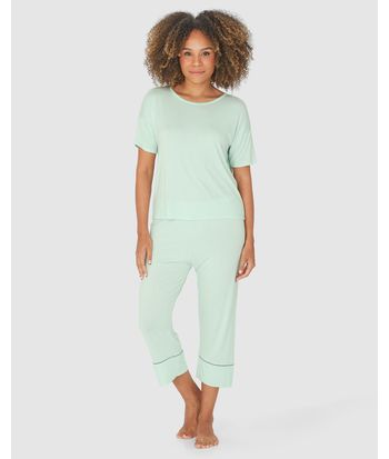Pijama Feminino Blusa Manga Curta Em Malha Viscose Stretch