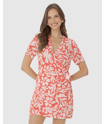 Macaquinho Feminino Transpassado Floral Com Faixa Lateral Em Viscose