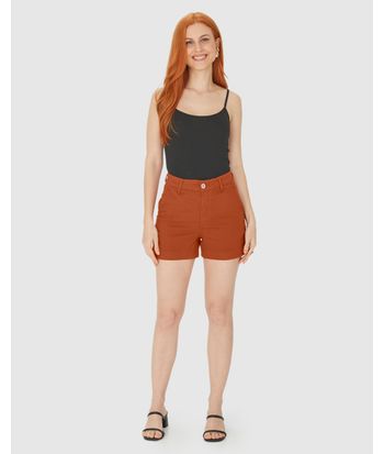 Shorts Alfaiataria Feminino Em Sarja Com Elastano