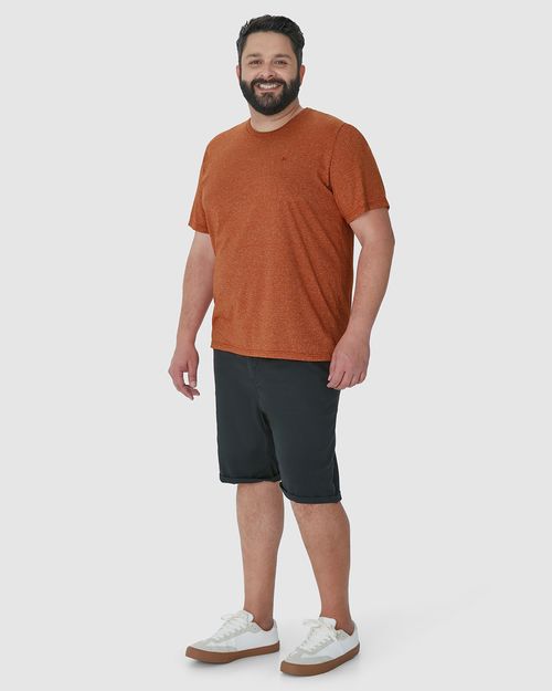 Camiseta Básica Masculina Plus Size Decote Redondo Em Malha Rajada