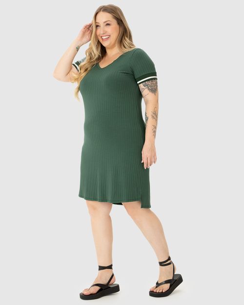 Vestido Feminino Plus Size Mullet Em Canelado De Viscose