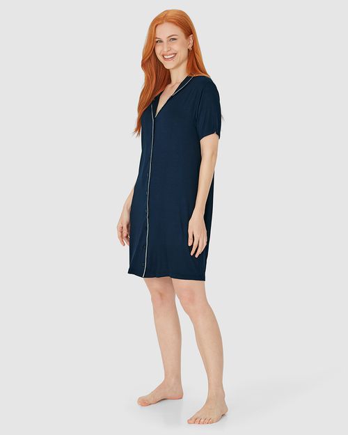 Camisola Americana Feminina Abotoamento Frontal Em Viscose Stretch